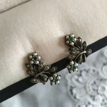 록잔 귀찌 925 SILVER 진주 에메랄드