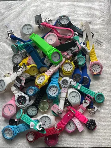 남성용 여성용 고무 벨트 손목시계 세트