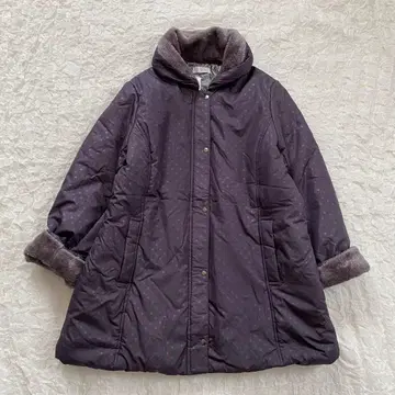새상품 [키라비] XL 도트 충전솜 코트 알루미늄 안감 보라색