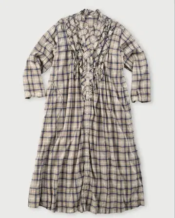 새상품급 45R 인도 보리 평면 마드라스 프릴 드레스