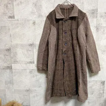 핸드메이드 [ S 상당 ] 스텐카라 코트 체크 헤링본 절개 A라인