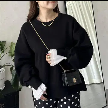 prose verse 펄 장식 플리츠 프릴 슬리브 속기모 맨투맨