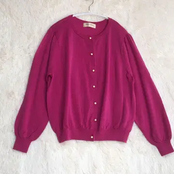 컨디션 최상 프랑슈리페 펄 버튼 가디건 3L 빅 사이즈 핑크