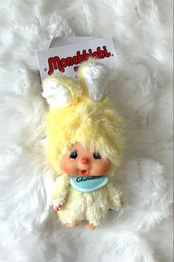 Monchhichi 몽치치 얼굴 큰 침탄 키체인 옐로우 컬러