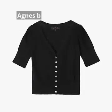 [ 미사용 새상품 ] 애나이스베 블랙 V넥 니트 반팔 가디건 3