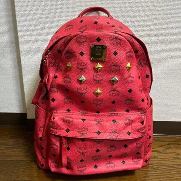 MCM 스터드 장식 빨간색 백팩
