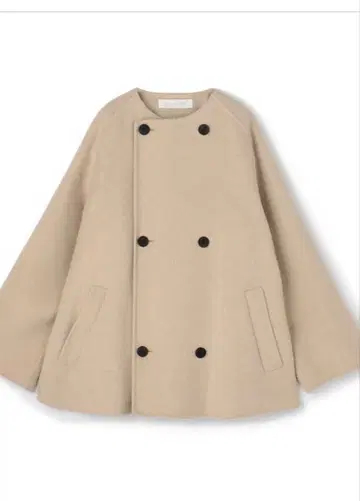 울 더블 페이스 숏 노카라 트렌치코트