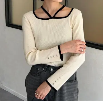 thevon 바이컬러 홀더 니트