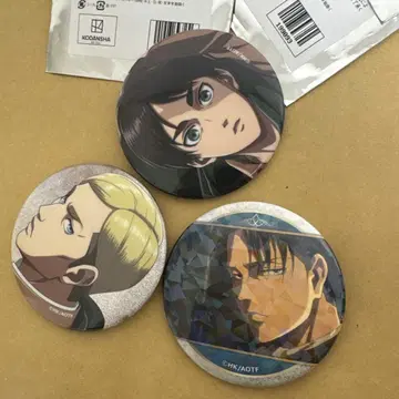 진격의 거인 가라오케의 철인 콜라보 3장 세트 글리터 캔뱃지