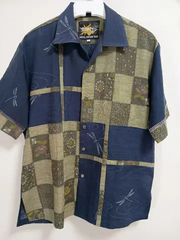 고급 카리유시 의류! goresu 알로하 셔츠 M 사이즈 네이비 카키