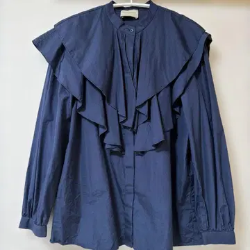 UNITED ARROWS 프릴 네이비 셔츠 36