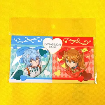신세기 에반게리온 14주년 기념 페어 하트형 캔뱃지 아스카 아야나미 레이