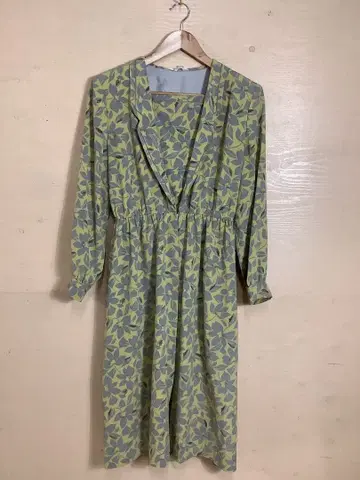 12.20 A426P 빈티지 롱 원피스 나뭇잎 패턴 레트로