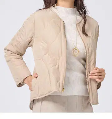 리버서블 퍼 퀼트 블루종 베이지 L