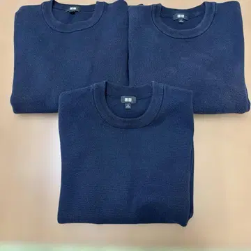 UNIQLO 워셔블 밀라노 리브 크루넥 스웨터 네이비 M 3장 세트