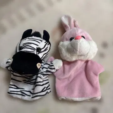 제브라와 토끼 장갑 인형 세트 퍼펫