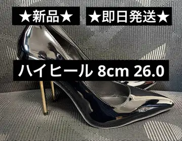 하이힐 에나멜 블랙 핑힐 골드 8cm 사이즈 26.0cm