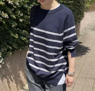 spick and span 워셔블 빅 풀오버 보더 니트