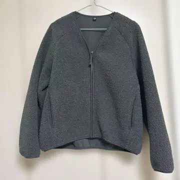 UNIQLO 보아 플리스 V넥 풀 집업 가디건 카키