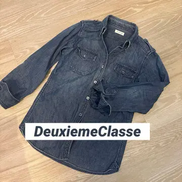 레어 DeuxiemeClasse 긴팔 데님 셔츠 웨스턴 셔츠 다크 네이비