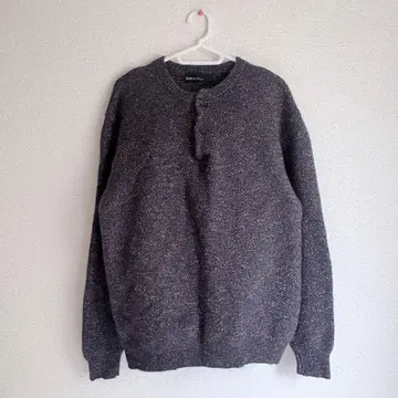 GLR 헨리넥 니트 XL 멜란지 블랙 울 혼방