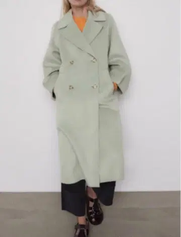 ZARA 롱 코트 민트 그린 멜론 컬러