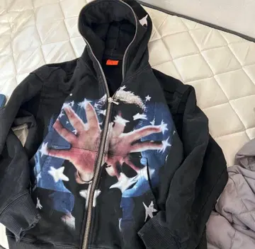 블랙 후드티 Flex 후드티 별과 손 디자인