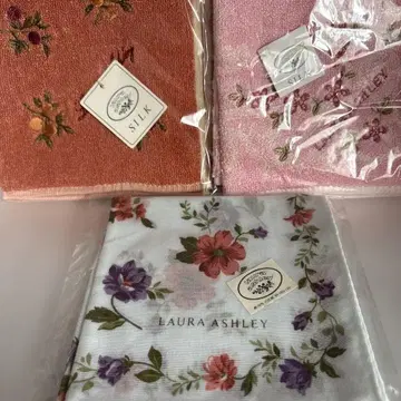 LAURA ASHLEY 실크 꽃무늬 손수건 면 100% 손수건 총 3장