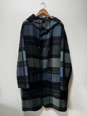 OAMC 체크 무늬 후드 부착 코트 MEDIUM