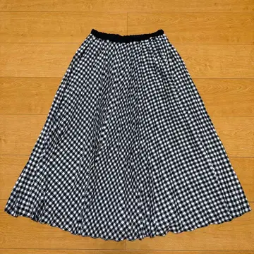 Facecampana 플리츠 스커트 블랙 화이트 체크