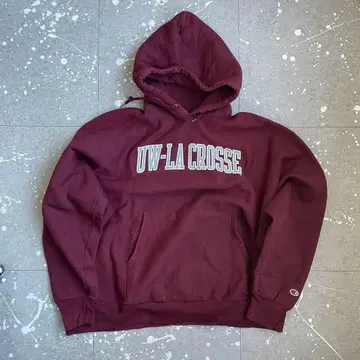 00s Champion UW-LA CROSSE 후드티 버건디