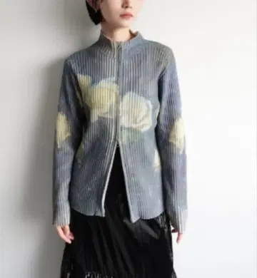 Sahara Art Print Rib Zip Knit