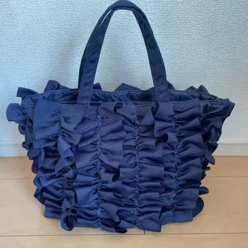 [ 미사용 ] 요시미 레이스 프릴 토트백 핸드백 네이비