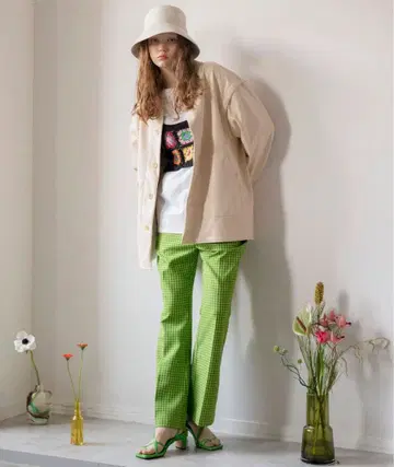 MAISON SPECIAL Gingham Easy Flared Pants