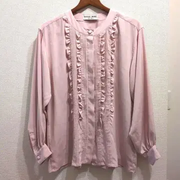 [ 새상품급 ] HANAEMORI 프릴 긴팔 셔츠 핑크 M 사이즈