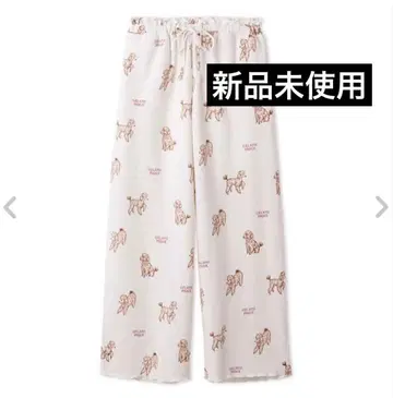 젤라피케 푸들 패턴 롱 팬츠 화이트