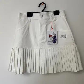 KG 화이트 플리츠 스커트 M 이너 팬츠 포함