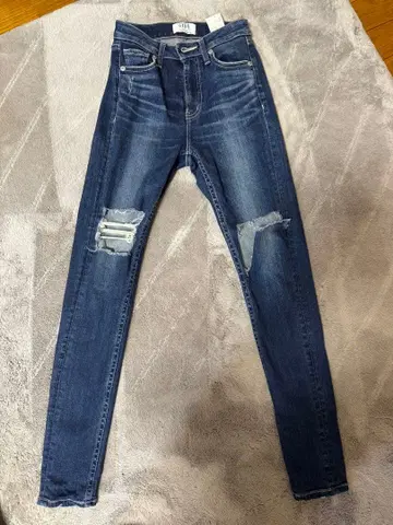 데미지 가공 블루 스키니 데님 S