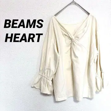 2137M 빔즈 긴팔/7부소매 상의 트위스트 드레이프 개더 화이트