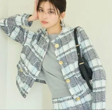 새상품급 SNIDEL 미들 트위드 자켓 스나이델 체크 자켓