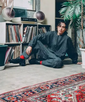 체크 무늬 후드 부착 자켓 지에다