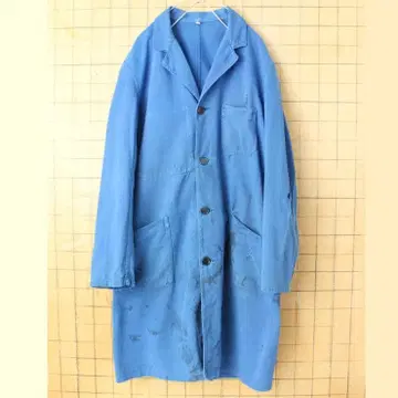 70s 80s 프랑스제 데미지 워크 코트 남성용 M 상당 블루 aw68