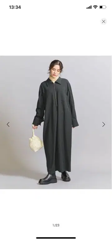 미사용 새상품 다크 그레이 긴팔 셔츠 원피스