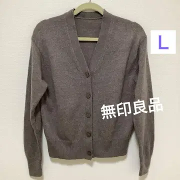 무인양품 세탁 가능한 울 미들 게이지 V넥 가디건 L