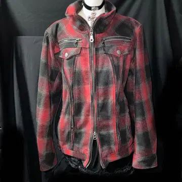 헤이세이 갸루 Y2K 그런지 체크 NANA 자켓 다크코어