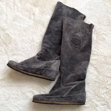 ANNA SUI 안나수이 롱 부츠 스웨이드 그레이 모카신 스티치