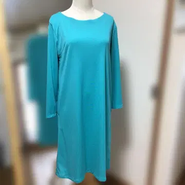 핸드메이드 터콰이즈 긴팔 A라인 원피스