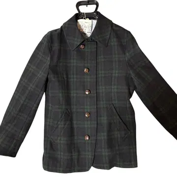 캐시미어 혼방 그린 체크 체스터 코트