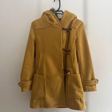 더플 코트 머스타드색 후드 부착