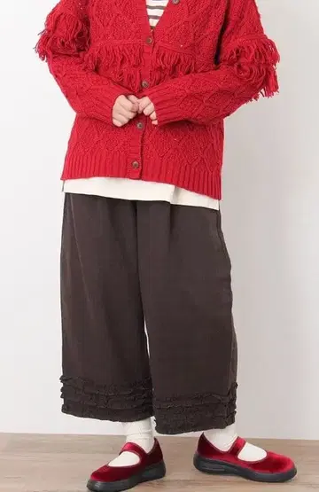 사만사 모스모스 밑단 프릴 팬츠 차콜